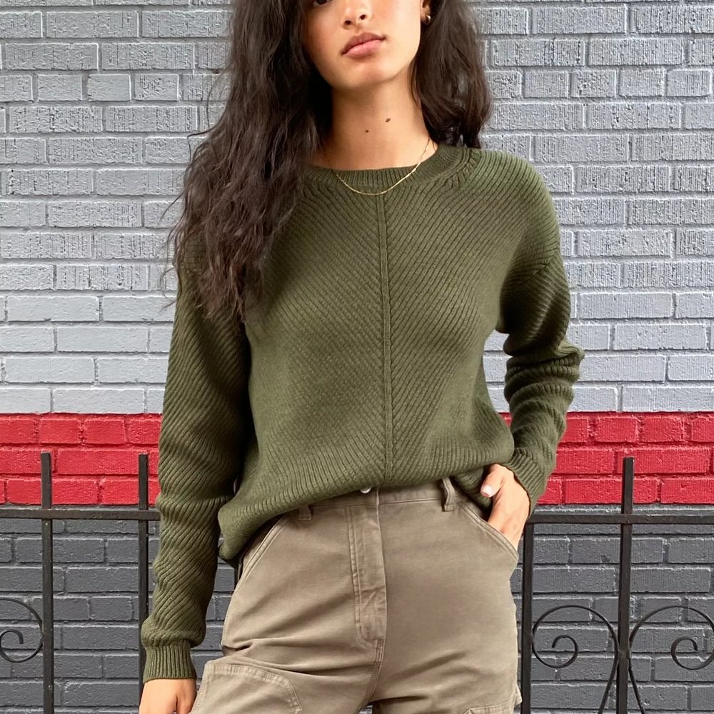 Aritzia Wilfred Free Isabelli Chevron Merino Wool Sweater